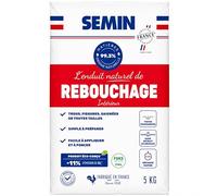 SEMIN Enduit Naturel de Rebouchage 5 kg - 99,3% d'Origine Naturelle - Rebouche Trous, Fissures et Saignées - Sans Retrait - Séchage Rapide - Intérieur Murs et Plafonds