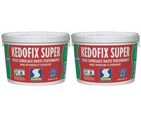 Semin KEDOFIX SUPER Colle Carrelage Murale- 2 X 5 kg - Prête à l’Emploi Sans Ciment - Intérieur & Extérieur Protégé - Haute Résistance à l’Eau - Spécial Pièces Humides - Faïence, Pierre, Pâte de Verre
