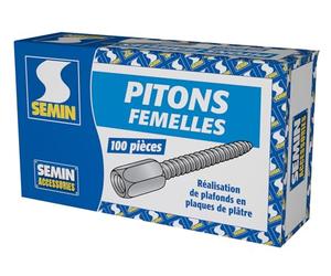 SEMIN Pitons Femelles pour Faux Plafond - Boîte de 100 - Fixation Tige Filetée D6 mm - Installation Ossature Placo & Fourrures - Pose Rapide et Solide - Rénovation Plafond Intérieur