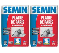 SEMIN Plâtre de Paris 25 kg - Plâtre Naturel Extra Fin - Moulages, Scellements, Rebouchage et Réparations Intérieures - Séchage Rapide 3h - Finition Blanche - Fabriqué en France - Lot de 2