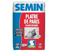 SEMIN Plâtre de Paris 25 kg - Plâtre Naturel Extra Fin - Moulages, Scellements, Rebouchage et Réparations Intérieures - Séchage Rapide 3h - Finition Blanche - Fabriqué en France