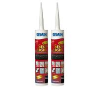 SEMIN Sem-Light - Enduit de Rebouchage Allégé Intérieur en Cartouche 310 ml - Rebouche Trous & Fissures - Séchage Rapide Sans Retrait - Enduit Souple Blanc Mat pour Murs et Plafonds - Lot de 2