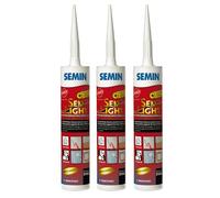 SEMIN Sem-Light - Enduit de Rebouchage Allégé Intérieur en Cartouche 310 ml - Rebouche Trous & Fissures - Séchage Rapide Sans Retrait - Enduit Souple Blanc Mat pour Murs et Plafonds - Lot de 3
