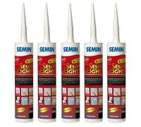SEMIN Sem-Light - Enduit de Rebouchage Allégé Intérieur en Cartouche 310 ml - Rebouche Trous & Fissures - Séchage Rapide Sans Retrait - Enduit Souple Blanc Mat pour Murs et Plafonds - Lot de 5