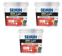 SEMIN SEM-LIGHT Enduit Léger de Rebouchage et Lissage - 3X 5 L - Sans Retrait, Séchage Rapide - Réparation Trous et Fissures - Intérieur Murs et Plafonds - Blanc Mat Prêt à l'Emploi