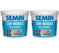 SEMIN Sem-Murale - Colle Toile de Verre & Revêtements Muraux Légers - Prête à l’Emploi - Forte Adhérence - Intérieur Murs & Plafonds - Sans Odeur - 2 seaux de 10 kg