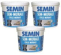 SEMIN Sem-Murale - Colle Toile de Verre & Revêtements Muraux Légers - Prête à l’Emploi - Forte Adhérence - Intérieur Murs & Plafonds - Sans Odeur - 3 seaux de 5 kg