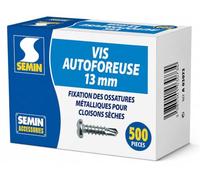 SEMIN Vis Autoforeuses TRPF 3,5 x 13 mm - Tête Ronde Pointe Foret - Vis Métal sur Métal pour Ossature Cloison Sèche - Acier Zingué Antioxydation - Boîte de 500 Vis