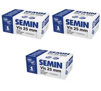 SEMIN Vis Plaque de Plâtre 3,5 x 25 mm - Vis Auto-Perceuses TTPC Double Filet - Fixation Ossature Métallique Intérieur - Acier Phosphaté Anti-Corrosion - 3 X Boîte de 1000 Vis - Norme DTU 25.41