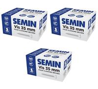SEMIN Vis Plaque de Plâtre 3,5 x 35 mm - Vis Auto-Perceuses TTPC Double Filet - Fixation Ossature Métallique Intérieur - Acier Phosphaté Anti-Corrosion - 3 X Boîtes de 1000 Vis - Norme DTU 25.41