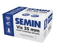 SEMIN Vis Plaque de Plâtre 3,5 x 35 mm - Vis Auto-Perceuses TTPC Double Filet - Fixation Ossature Métallique Intérieur - Acier Phosphaté Anti-Corrosion - Boîte 1000 Vis - Norme DTU 25.41