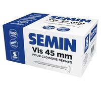SEMIN Vis Plaque de Plâtre 3,5 x 45 mm - Vis Auto-Perceuses TTPC Double Filet - Fixation Ossature Métallique Intérieur - Acier Phosphaté Anti-Corrosion - Boîte de 1000 Vis - Norme DTU 25.41