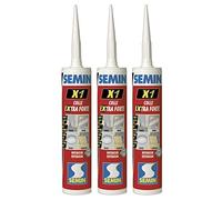 SEMIN X1 Colle Haute Performance Tous Matériaux - Colle Forte Intérieur/Extérieur - Métal, Bois, PVC, Béton, Verre - Peut Être Peinte - Lot de 3 Cartouches 290 ml