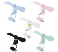 SEMINISMAR Mini Ventilateur,Petit Ventilateur,Ventilateur pour Téléphone Portable,2 En 1 Ventilateur Silencieux,Pour Téléphone Portable (Noir&Blanc&Rose&Vert&Bleu)