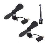SEMINISMAR Mini Ventilateur,Petit Ventilateur,Ventilateur pour Téléphone Portable,2 En 1 Ventilateur Silencieux,Pour Téléphone Portable (Noir*2 PCS)