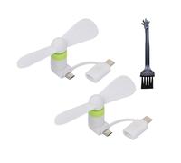 SEMINISMAR Mini Ventilateur,Petit Ventilateur,Ventilateur pour Téléphone Portable,2 En 1 Ventilateur Silencieux,Pour Téléphone Portable (Blanc*2 PCS)