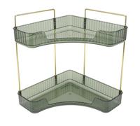 Semme Étagère d'angle en Métal à 2 Niveaux pour Comptoir de Salle de Bain, Gain de Place, pour Cosmétiques et Soins de la Peau, Assemblage Facile, Vert foncé (Vert foncé)