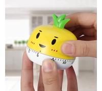 Semme Minuterie de Cuisine Minuterie Mécanique de Cuisson Mécanique de Cuisine en Forme de Légume 55 60 Min Manuelle ABS pour la Cuisson Design Mignon Facile à Utiliser (Yellow)