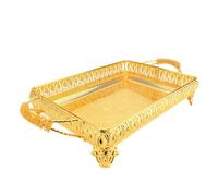 Semme Plateau de Service Européen en Métal doré pour Collations Alimentaires, Plateau Décoratif Rectangulaire de Fruits pour Fêtes, Décoration d'intérieur, Cadeau, Design Rustique Vintage