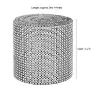 Semme Ruban Auto-adhésif en Strass de 7 Cm, 24 Rangées de Galvanoplastie, Ruban en de Strass en Plastique argenté pour Décoration de Mariage, Vêtements, Bricolage, Fourniture Artisanale de 9 M