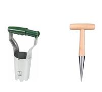 Semoir en Acier Inoxydable, Pelle horticole, Manche en Bois, perçage de Trous, semis, repiquage, Plantation de Fleurs(2 PCS)