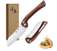 SENBON 440Couteau de chef pliant en acier inoxydable Super Sharp exfoliant pratique Poignée en bois coloré Camping Barbecue Outdoor Clip