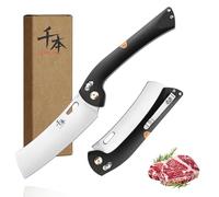 SENBON Couteau de chef pliant 440, couteau utilitaire portable pour fruits | Léger, ultra-tranchant, poignée G10 avec clip arrière pour camping, voyage, extérieur et usage domestique quotidien