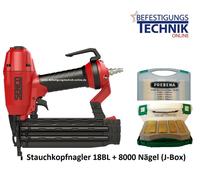 Senco FinishPro18BL cloueur pneumatique 15-50mm + Prebena J Box clous à tête refoulé 2xr-j50 BR-03