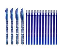 SEND UP Kit 24 pièces - 4 Stylos Gel Effaçables Bleus + 20 Recharges - Compatible Legami - Pointe Fine 0,5mm - Idéal École, Bureau, Tissu et Cuir - Emballage Biodégradable