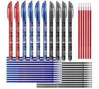 SEND UP Lot 40 Pièces : 10 Stylos (4 Noirs, 4 Bleus, 2 Rouges) + 30 Recharges (12N, 12B, 6R) - Compatible Legami 0,5mm - Fourniture École, Tissu et Cuir - Encre +20% - Emballage Éco-responsable