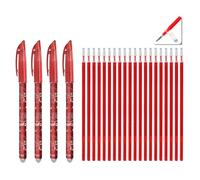 SEND UP Lot de 24 Pièces : 4 Stylos Effaçables Rouges et 20 Recharges, compatibles avec les stylos Legami - Pointe 0,5mm - Fourniture Scolaire, Tissu et Cuir - Encre Haute Capacité +20%