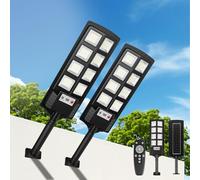 SENDALE Lampadaire Solaire Extérieur,Lumières solaires de stationnement de 500 W,6500K Lumière de Sécurité Extérieure pour Yard et Parking