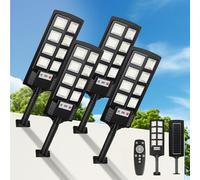 SENDALE Lot de 4 solaires d'extérieur,Lumières solaires de stationnement de 500 W,6500K Lumière de Sécurité Extérieure pour Yard et Parking