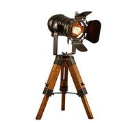 SENDERPICK Lampe de table réglable en bois avec trépied, lampe de table, lampe de chevet style rétro noir pour la salle à manger de café (ampoule non incluse)