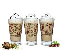 Sendez 6 verres à latte macchiato et 6 cuillères de 310 ml - Verres à café avec impression de café