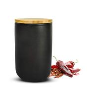 Sendez Boîte de conservation noire 800 ml avec couvercle en bois Boîte à céréales Pot à sucre en céramique