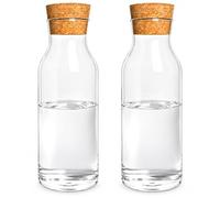 Sendez Carafe en verre de 1 l avec couvercle en liège - Carafe à eau en verre borosilicate - Carafe à décanter résistante à la chaleur