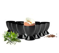 Sendez Lot de 6 coquetiers noirs en verre