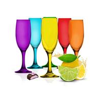 Sendez Lot de 6 flûtes à champagne multicolores 200 ml