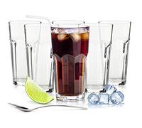 Sendez Lot de 6 verres à long drink de 425 ml pour cocktails, caipirinha, café glacé et boissons gazeuses, verres robustes pour bar et ménage