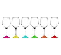 Sendez Lot de 6 verres à vin 250 ml avec pieds colorés, verres à vin blanc, verres à vin rouge