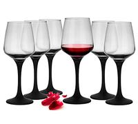 Sendez Lot de 6 verres à vin 360 ml avec pied noir, verres à vin rouge, verres à vin blanc, verres à vin