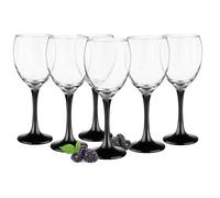 Sendez - Lot de 6 verres à vin - Avec pieds noirs - Capacité : 300 ml