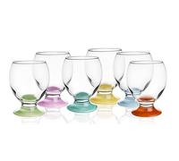 Sendez Lot de 6 verres avec pieds colorés - 250 ml - Verres à eau, à jus de fruits, à boire, à whisky