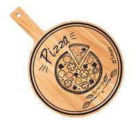 Sendez Planche à pizza avec poignée et impression en bois de manguier 42 x 30 cm Planche à découper Planche à fromage Assiette à pizza