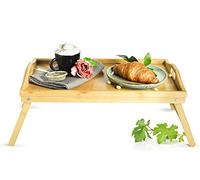 Sendez Plateau de petit-déjeuner 50 x 30 cm clair - Plateau de service en bois, plateau de lit pour petit-déjeuner au lit, planche en bois robuste