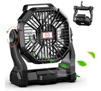 Sendowtek Ventilateur Camping Batterie Rechargeable, 10400mAh, Sans Fil | LED intégrée + crochet. 4 vitesses réglables. Idéal pour tente, extérieur ou intérieur.