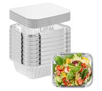 SENENQU Lot de 100 Barquette Aluminium avec Couvercle 0.6L, 600ML Barquette Alimentaire Jetable pour Barbecue la Cuisson Grillage Cuisine Restauration