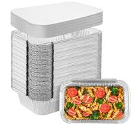 SENENQU Lot de 125 Barquette Aluminium avec Couvercle 0.45L, 450ML Barquette Alimentaire Jetable Pour Barbecue la Cuisson Grillage Cuisine Restauration