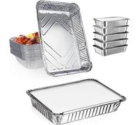 SENENQU Lot de 30 Barquette Aluminium avec Couvercle 2.2L, 2200ML Barquette Alimentaire Jetable avec Couvercle, Barquette En Aluminium Jetables Pour Barbecue la Cuisson Grillage Cuisine Restauration